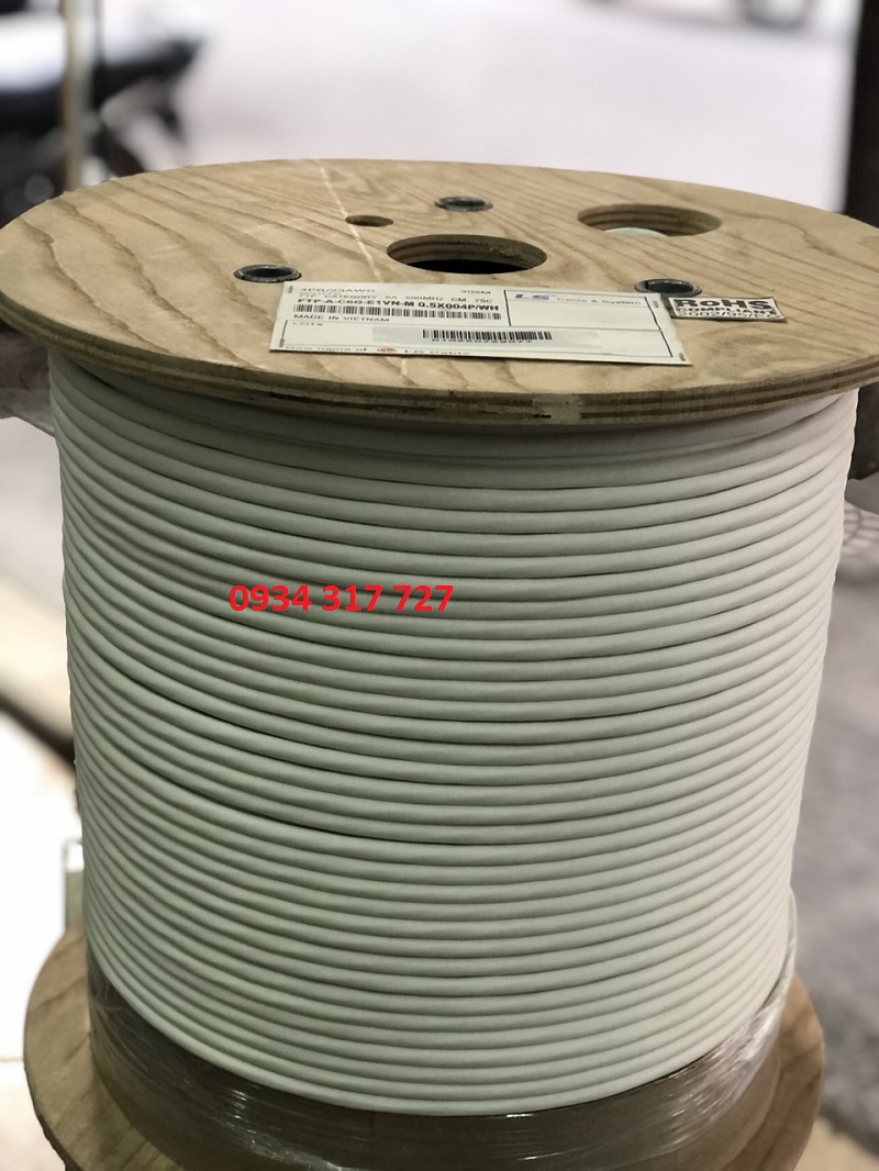 Cáp mạng LS CAT6A FTP 23 AWG, 4 đôi, vỏ PVC màu Trắng